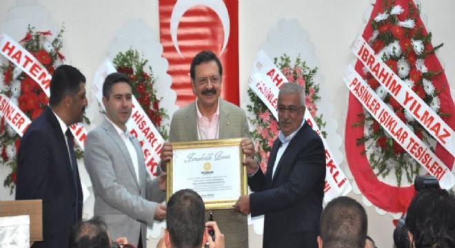 Hisarcıklıoğlu'na fahri hemşerilik beratı verildi